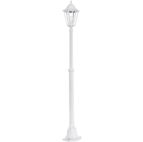 Navedo havelampe i Støbt Aluminium Hvid med glasskærm Klar, MAX 60W E27, Base 24,5 cm, diameter 23 cm, højde 200 cm.